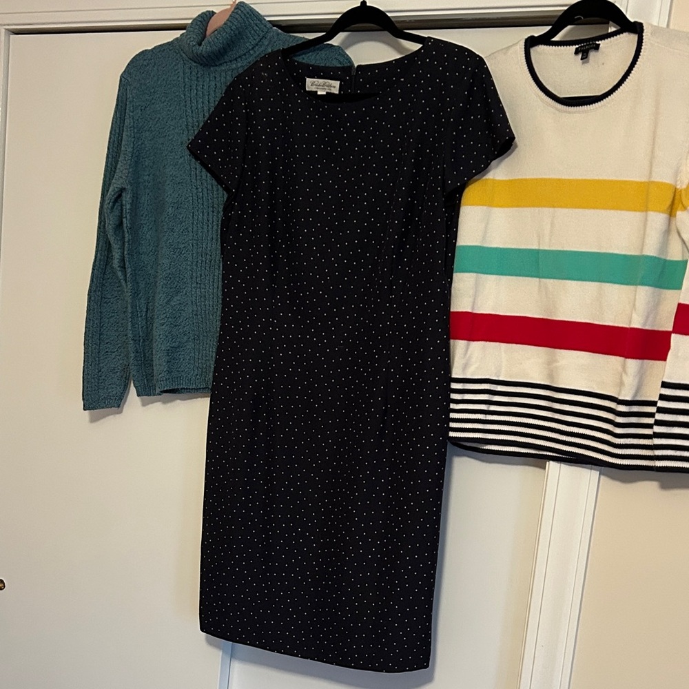Brooks Brothers Black Polka Dot Midi Dress